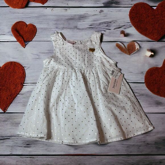 NWT Juicy Couture Polkadot Heart Charm Dress 4T - Picture 1 of 7